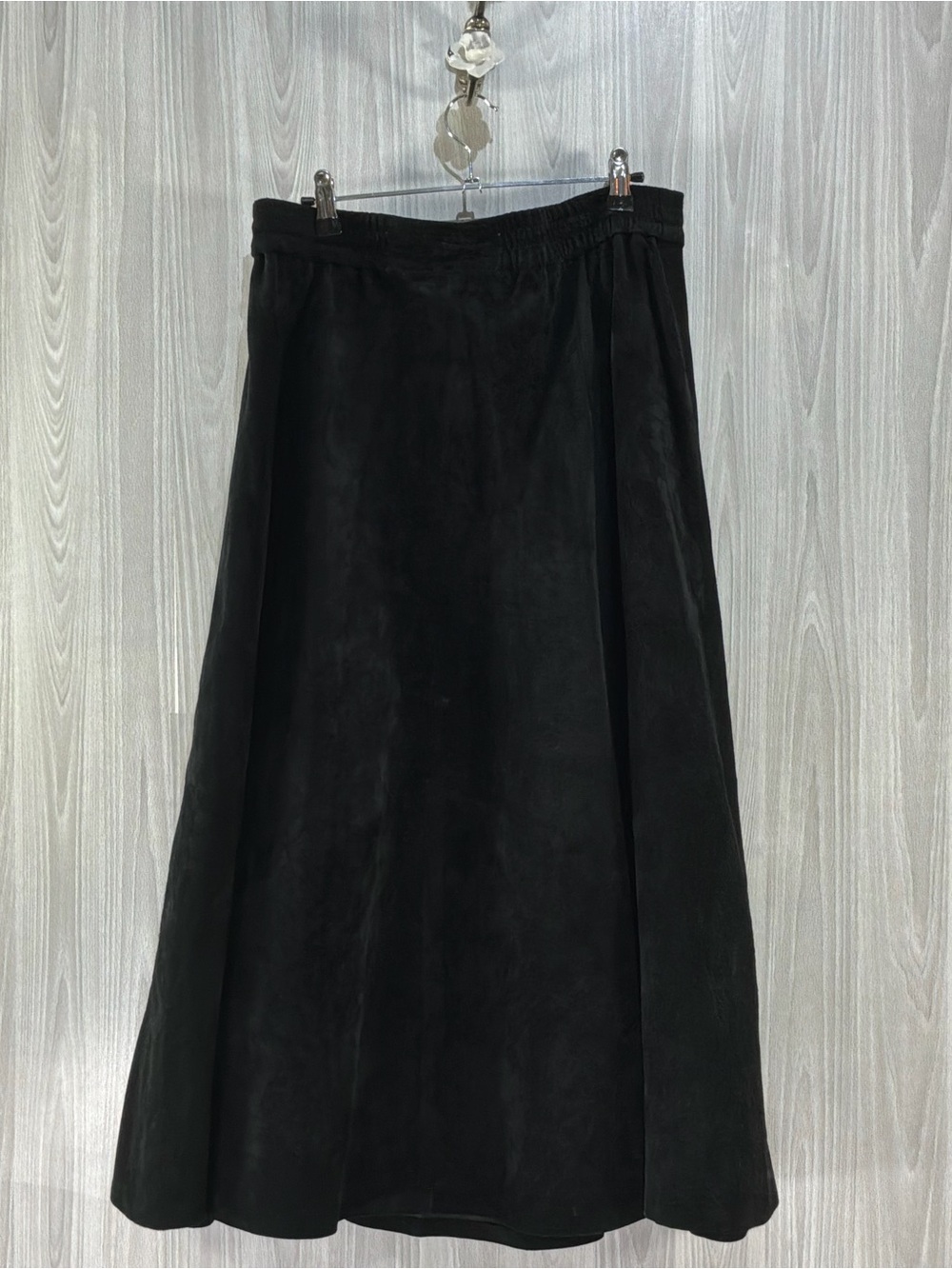 Vintage Pia Rucci Suede Leather Black Maxi Skirt A-Line Western Bohemian Sz L